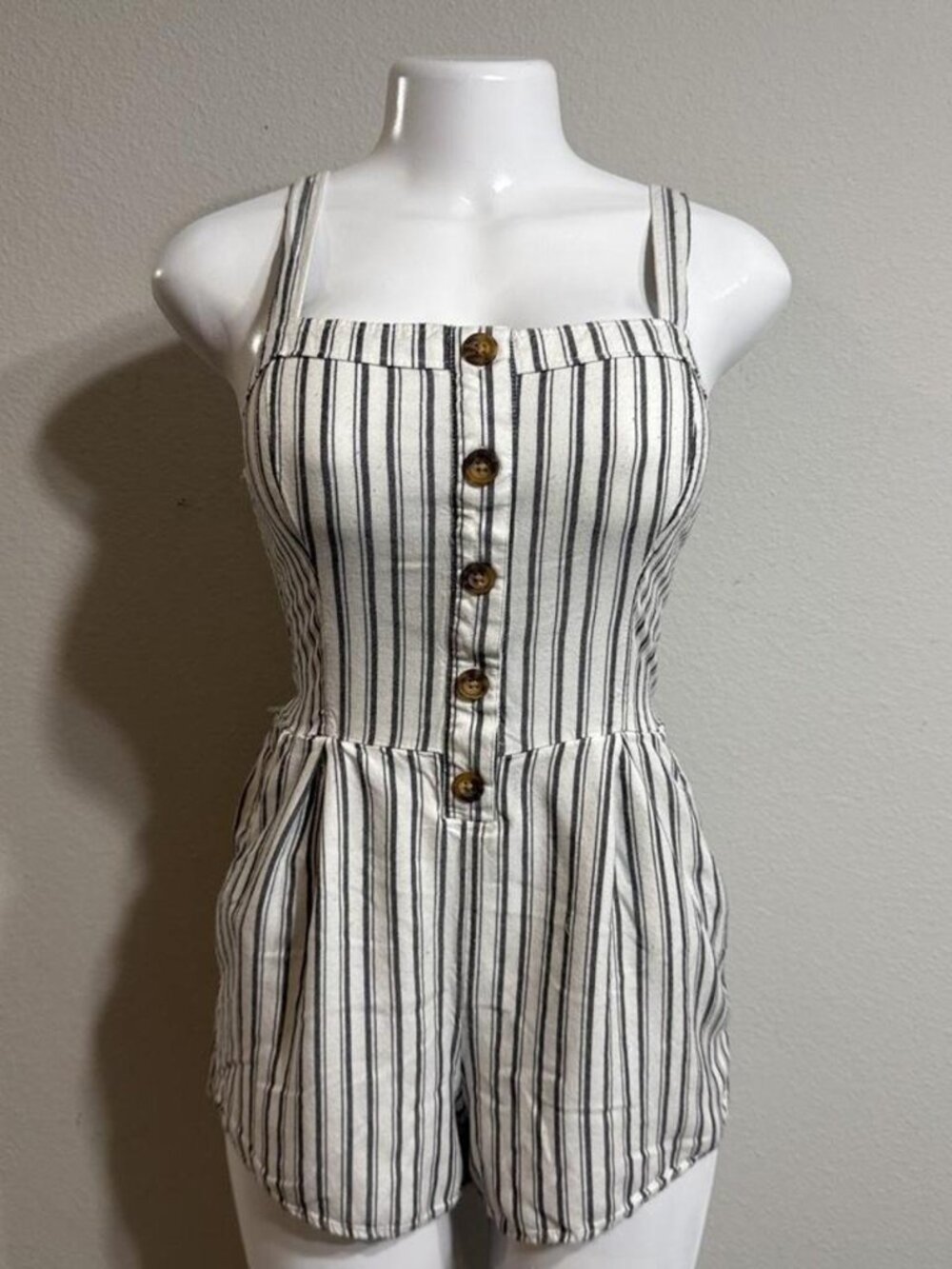 Hollister Co. Playsuit-romper White and Black Striped Size S